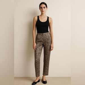 Theory 100% Silk Cheetah Leopard Trouser Pants Cuff Hem 6